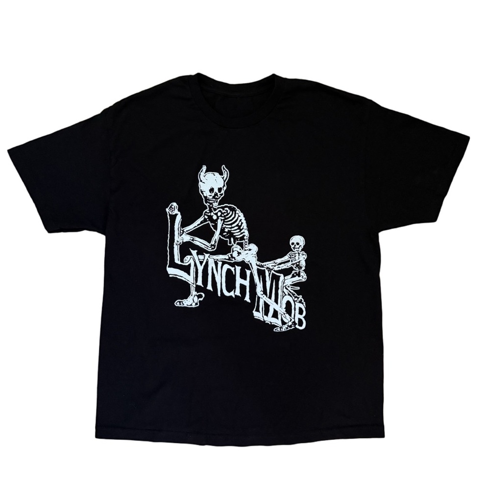 Vintage Y2K Lynch Mob Skeleton Graphic T-Shirt Black XL